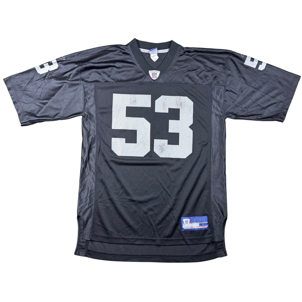 Reebok NFL Bill Romanowski Oakland Raiders Jersey Black 53 Mens Large R7009A